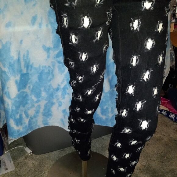 Purple Candy Hole Punch Skinny Jeans - Picture 8 of 8